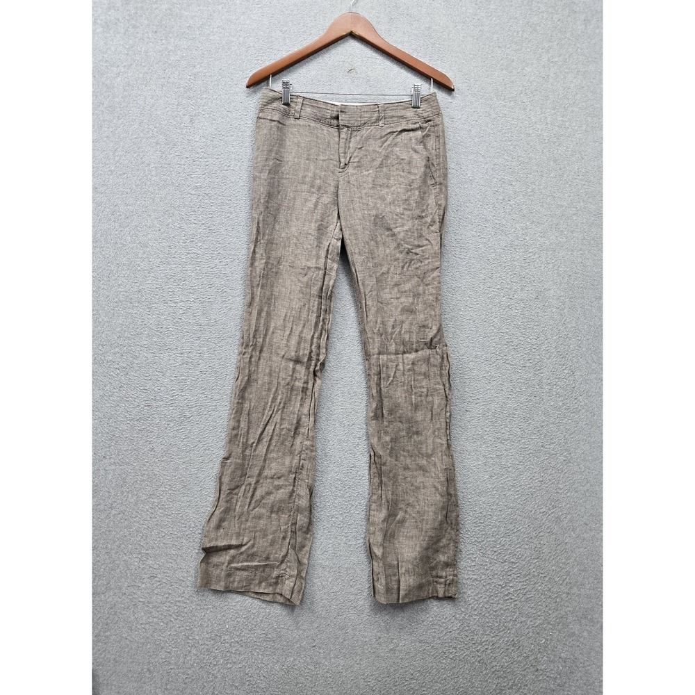 Banana Republic Women Pants 2 Brown Martin Fit 100% Linen Dress‎ Straight 32"